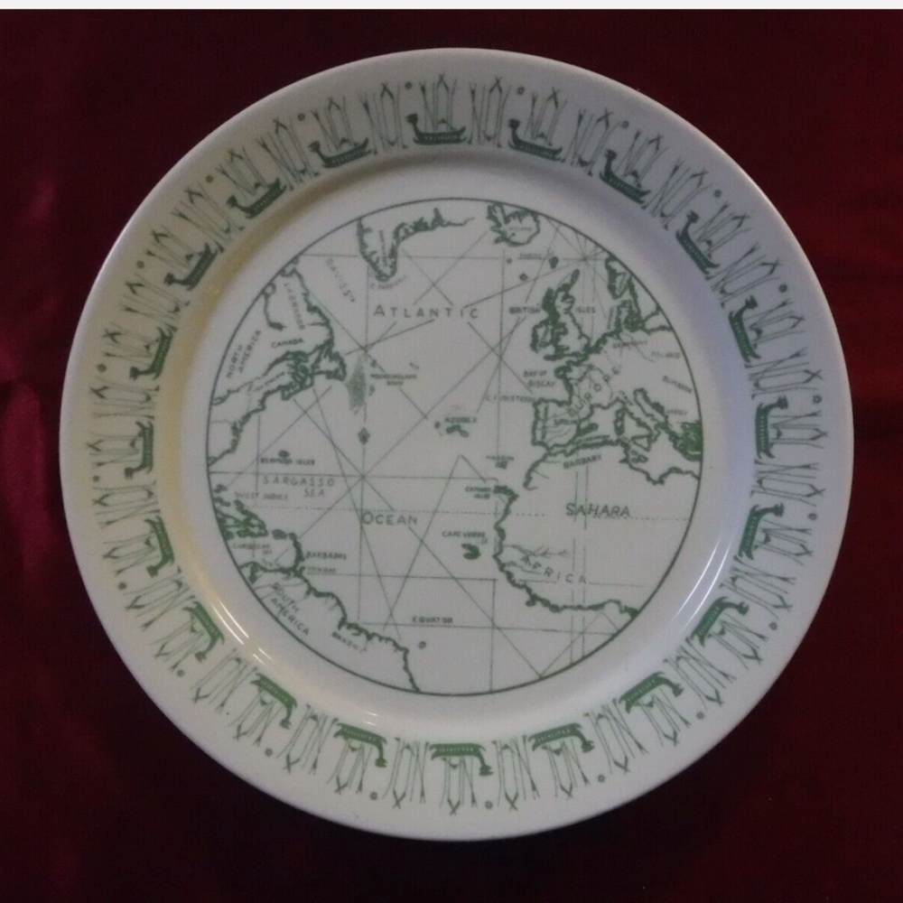 Porsgrund Norway Drawing of an Ancient Map over the Atlantic Ocean Schraembl